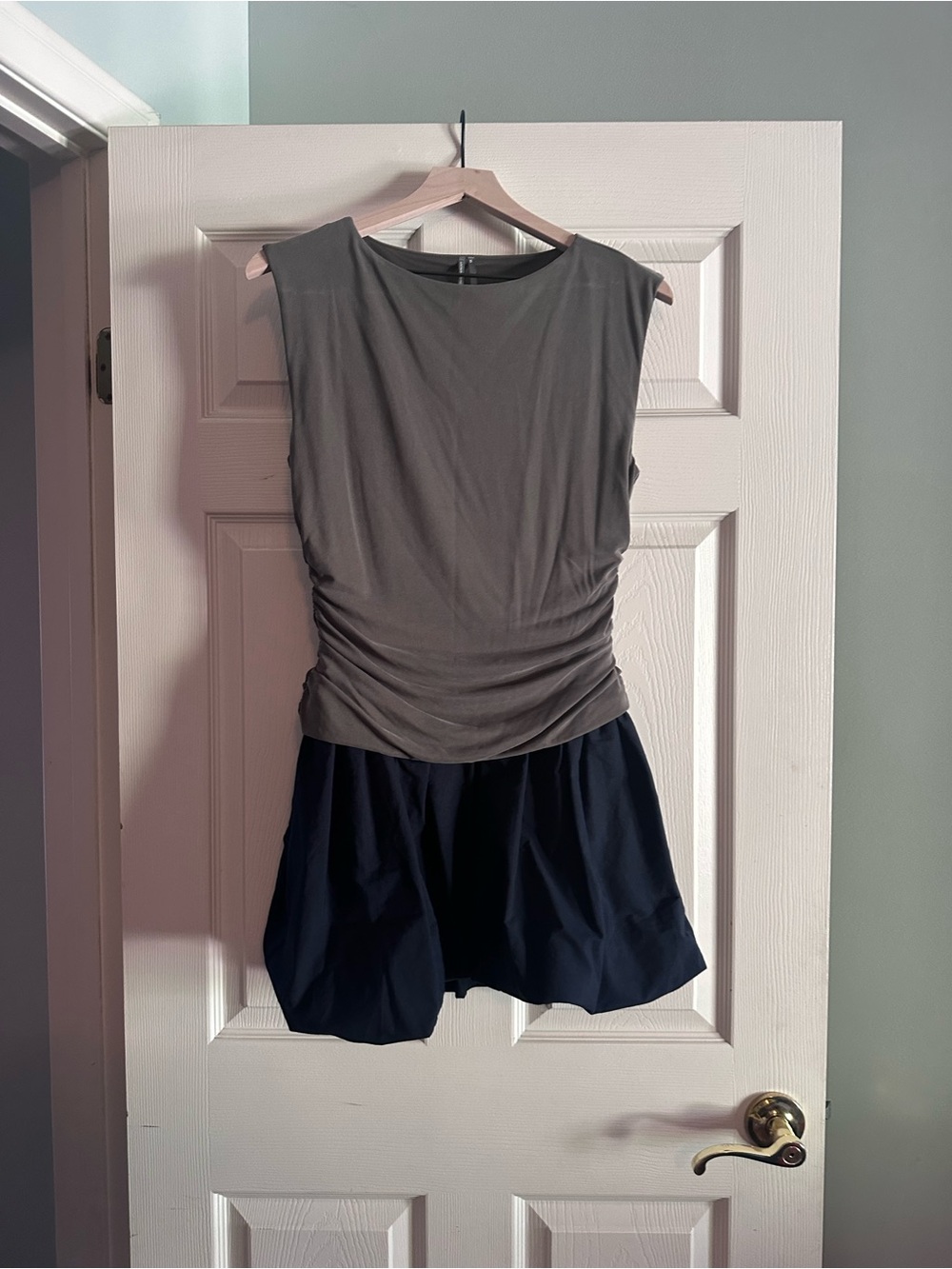 Anthropologie green and navy Sleeveless bubble Dress NWT
